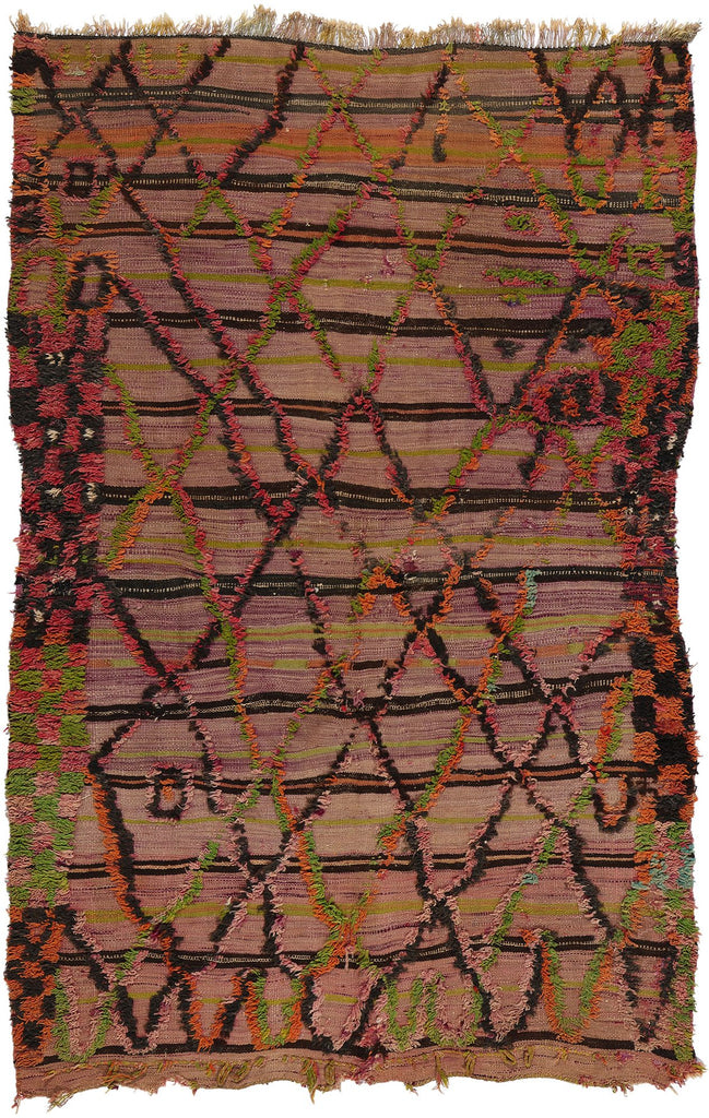 5 x 7 Vintage High-Low Taznakht Moroccan Rug 21837