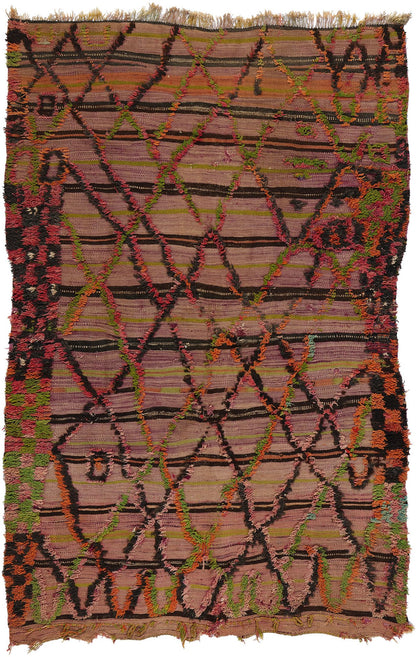 5 x 7 Vintage High-Low Taznakht Moroccan Rug 21837