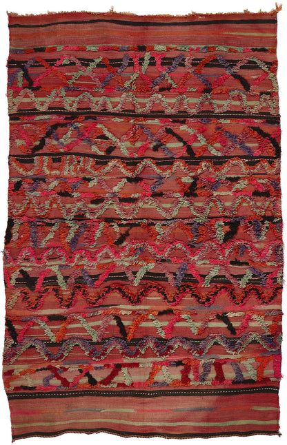 5 x 8 Vintage High-Low Taznakht Moroccan Rug 21832