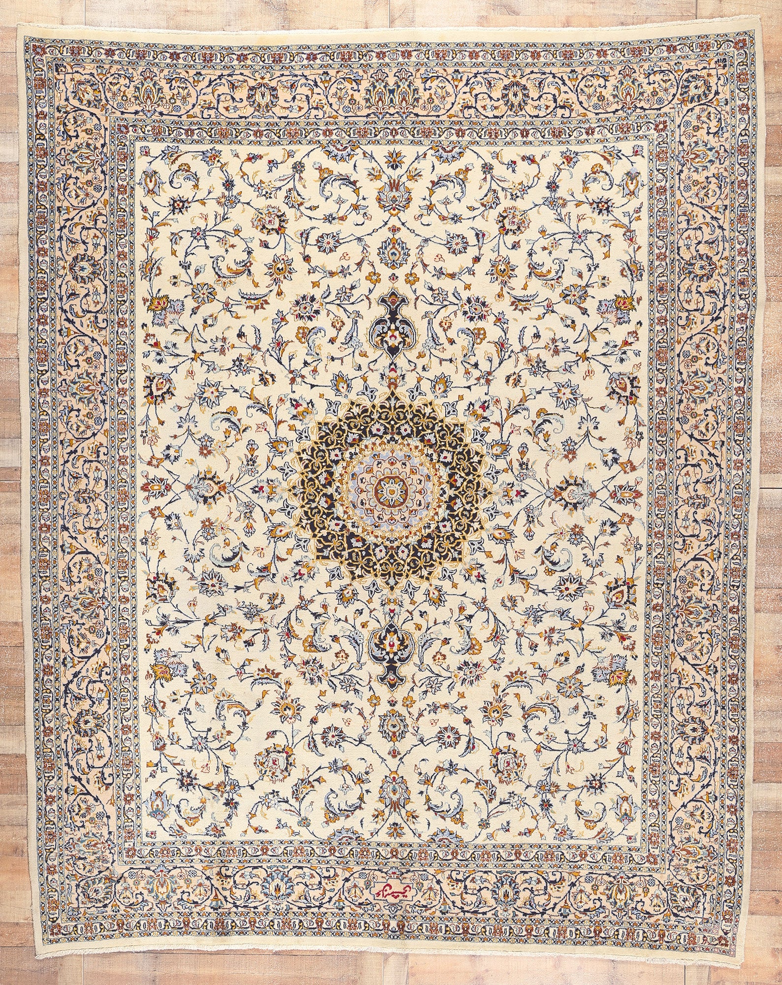 10 x 12 Vintage Persian Kashan Rug 75898