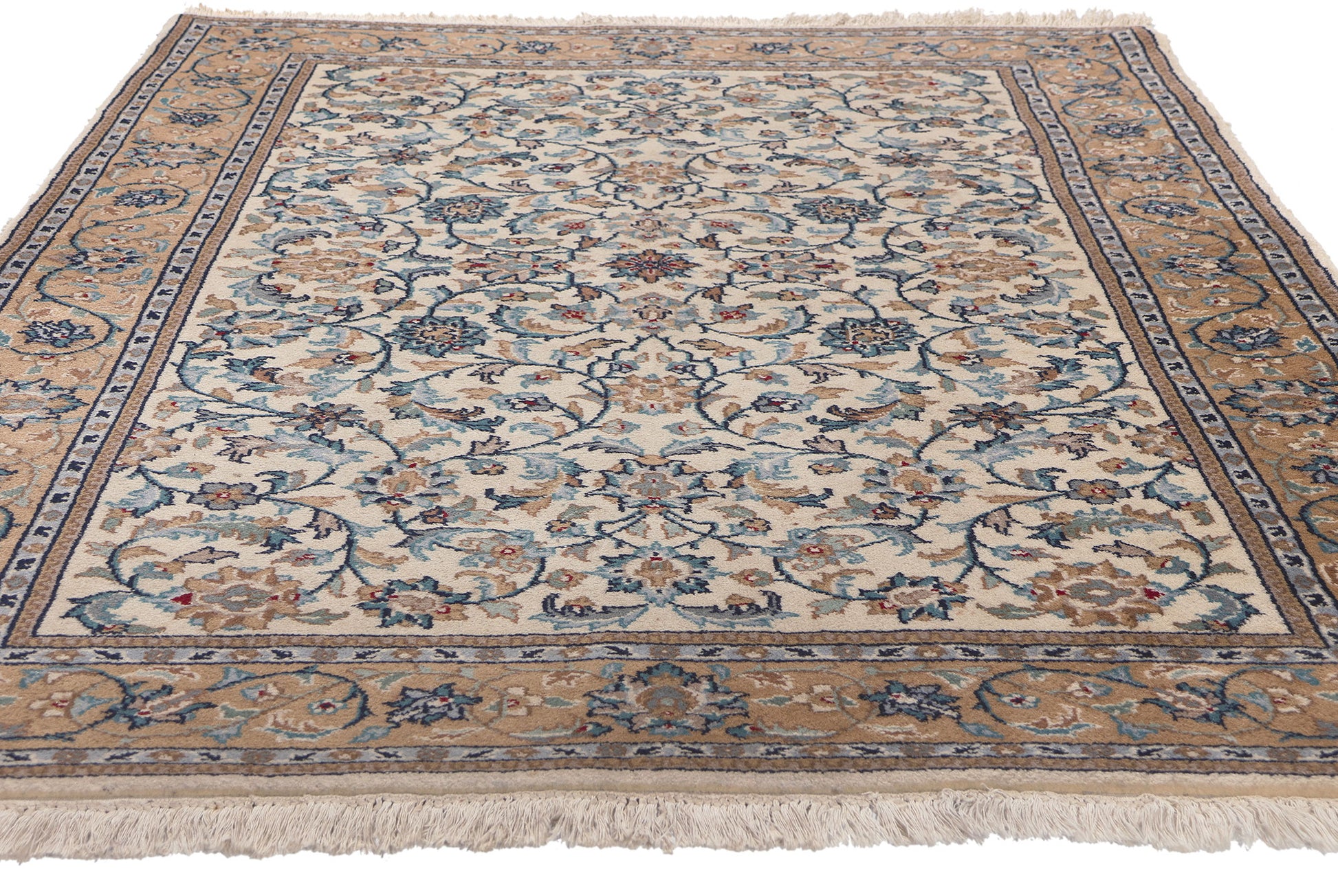 4 x 6 Vintage Indian Kashan Rug 78691