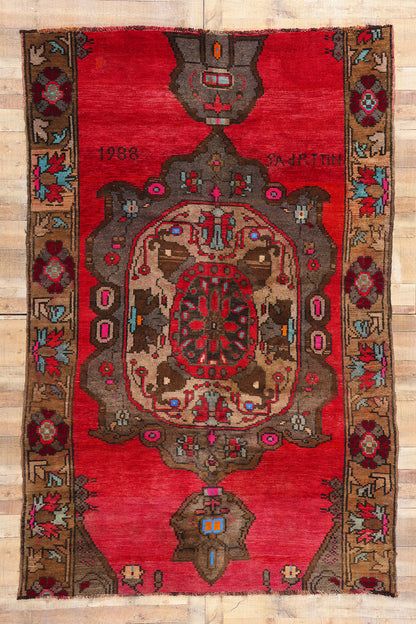 7 x 10 Vintage Red Turkish Kars Rug 77699