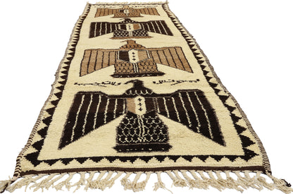 3 x 11 Vintage Kurdish Eagle Pictorial Rug 53896