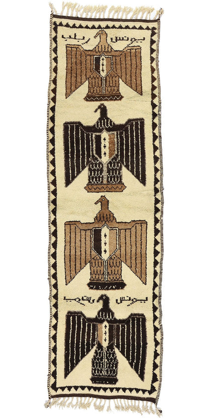 3 x 11 Vintage Kurdish Eagle Pictorial Rug 53896