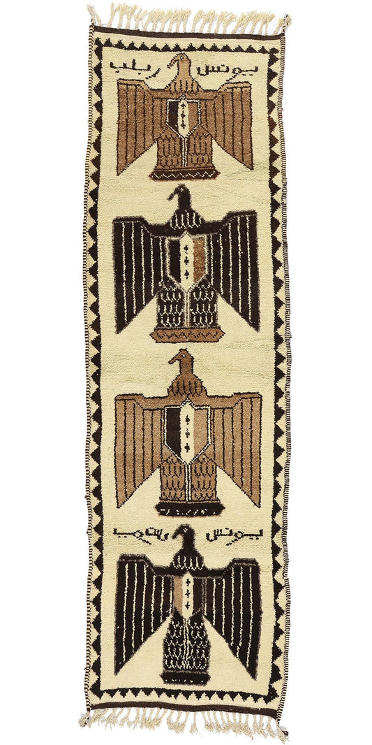 3 x 11 Vintage Kurdish Eagle Pictorial Rug 53896