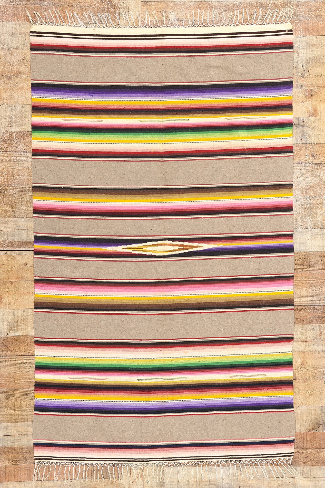 4 x 7 Vintage Mexican Saltillo Serape Blanket 78788