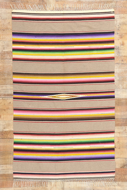 4 x 7 Vintage Mexican Saltillo Serape Blanket 78788