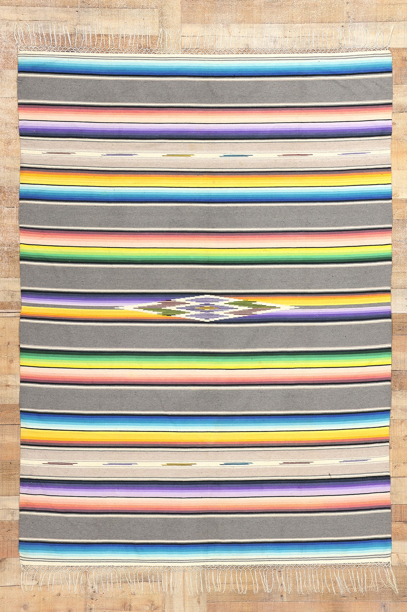 6 x 8 Vintage Mexican Saltillo Serape Blanket 78787