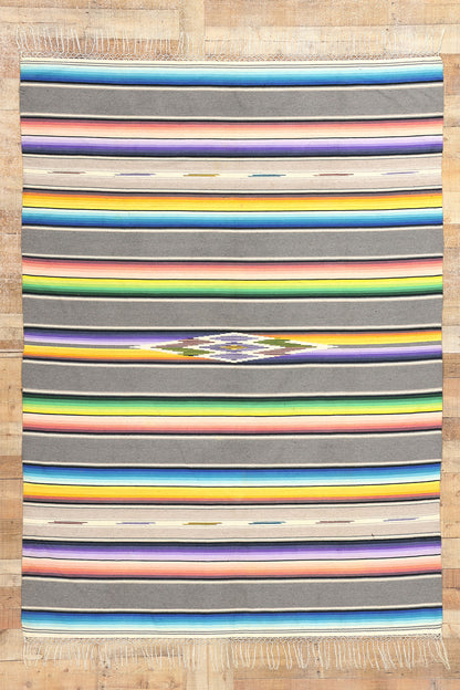 6 x 8 Vintage Mexican Saltillo Serape Blanket 78787