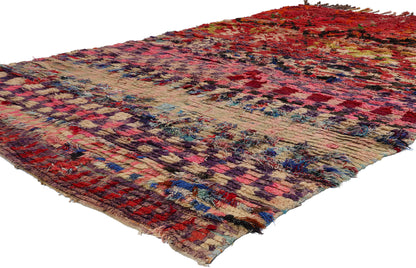 5 x 8 Vintage Checkered Boujad Moroccan Rag Rug 21816