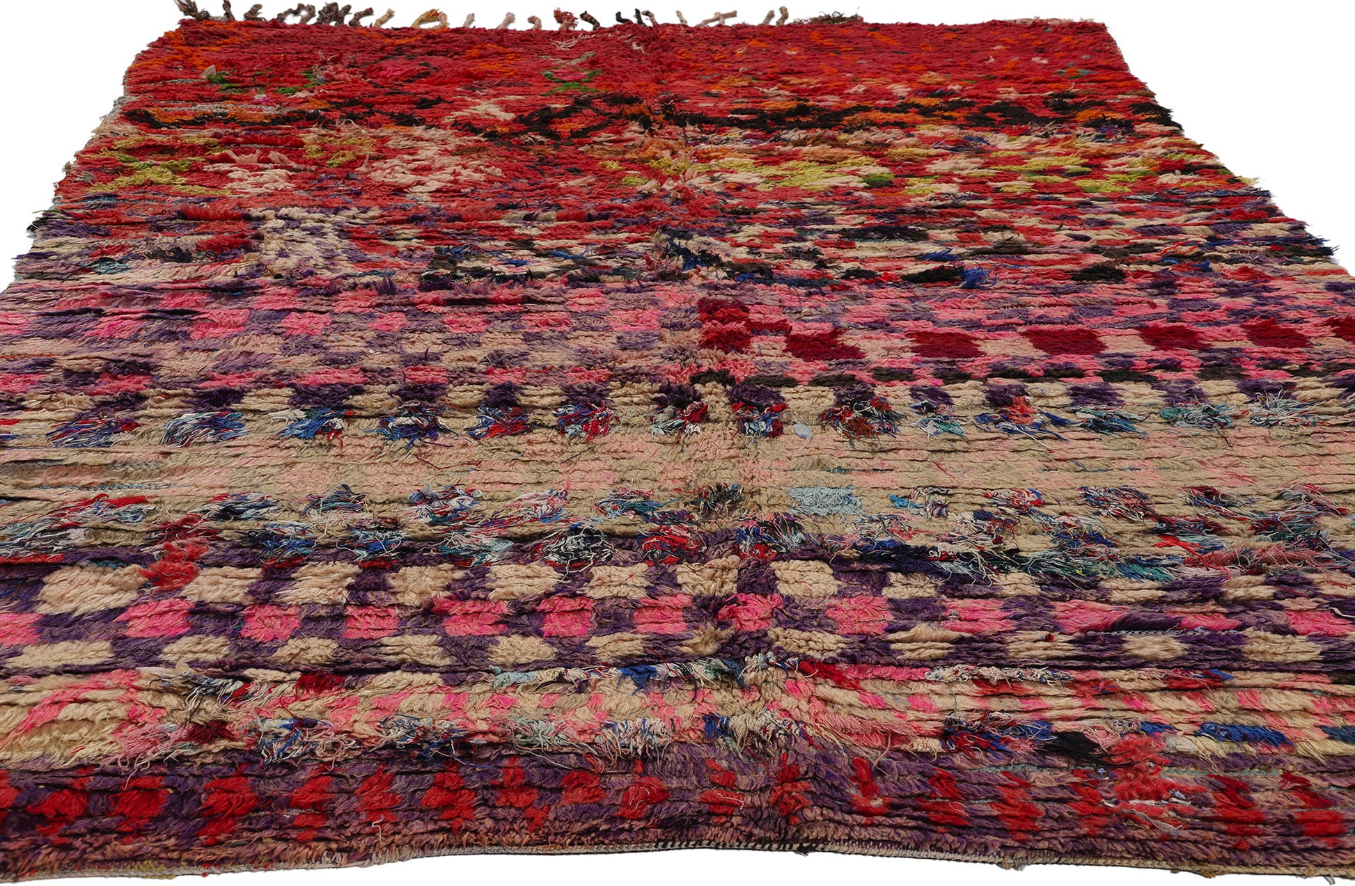 5 x 8 Vintage Checkered Boujad Moroccan Rag Rug 21816