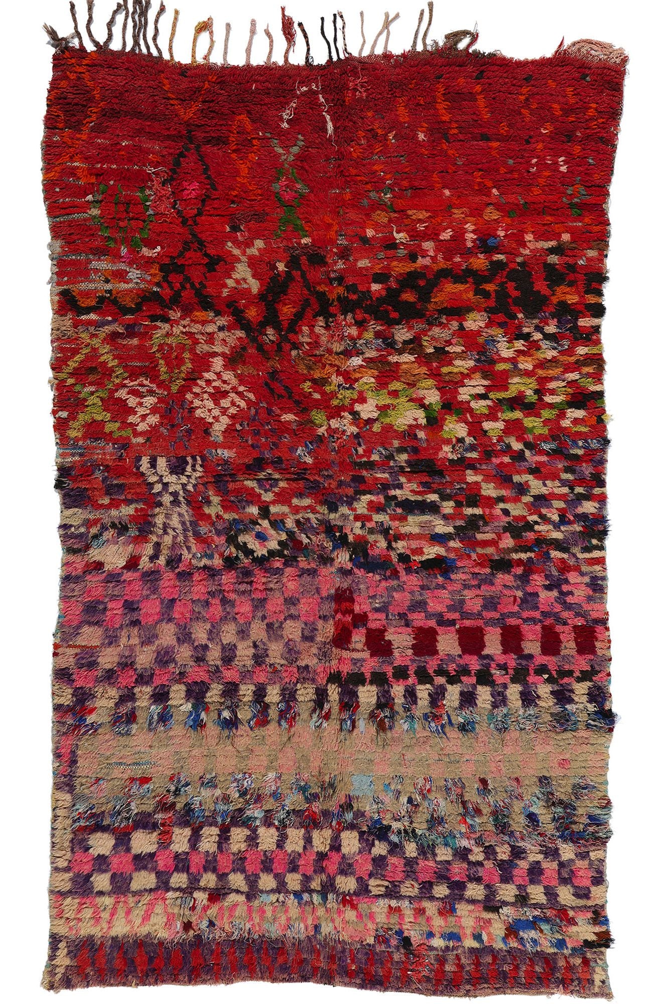 5 x 8 Vintage Checkered Boujad Moroccan Rag Rug 21816