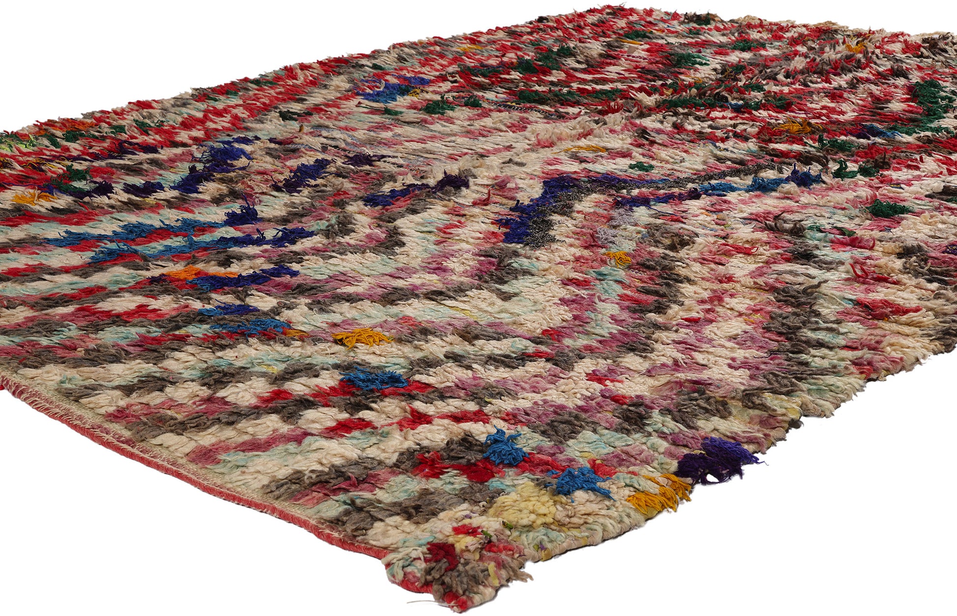 6 x 8 Vintage Checkered Boujad Moroccan Rag Rug 21793