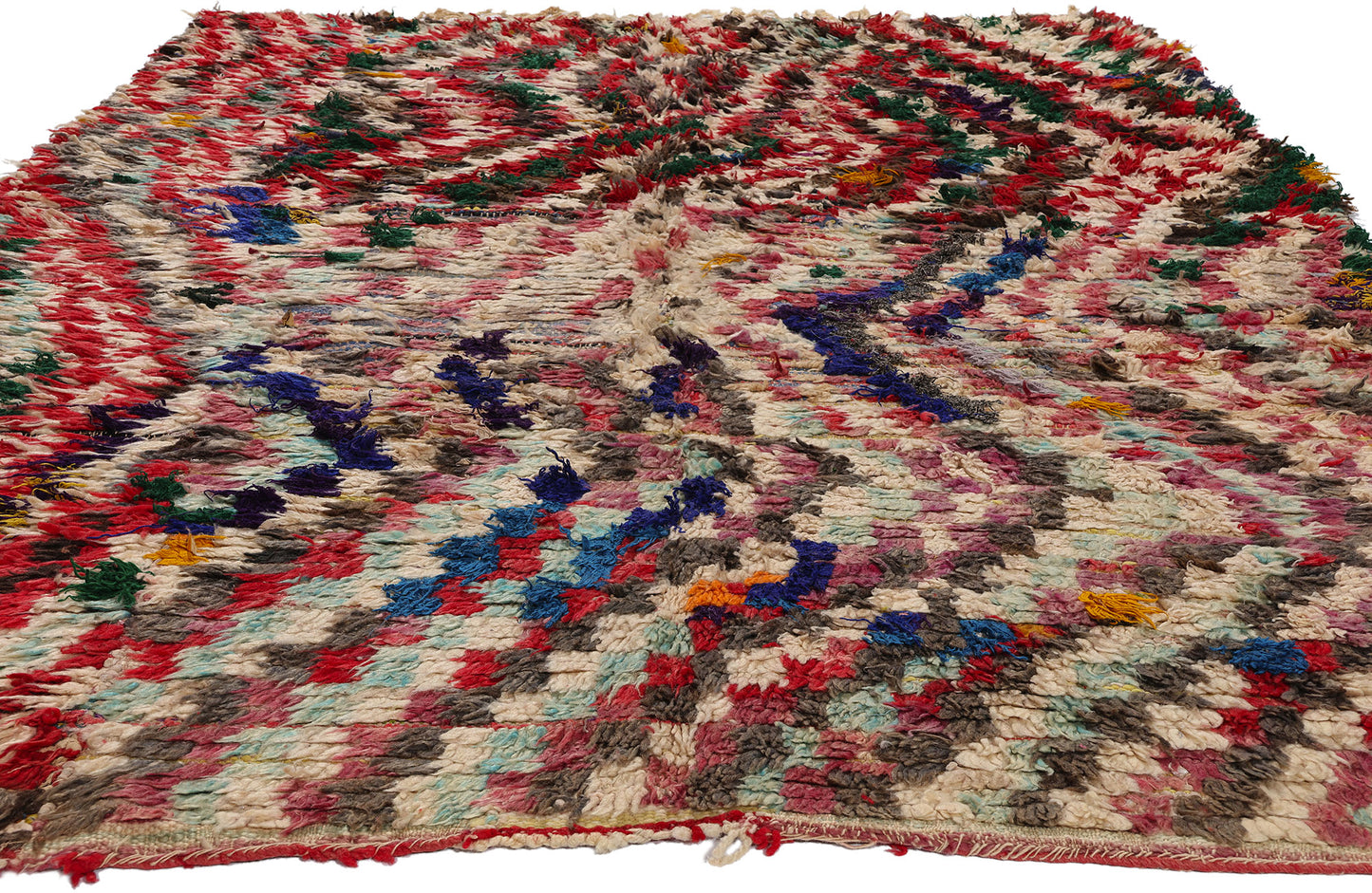 6 x 8 Vintage Checkered Boujad Moroccan Rag Rug 21793