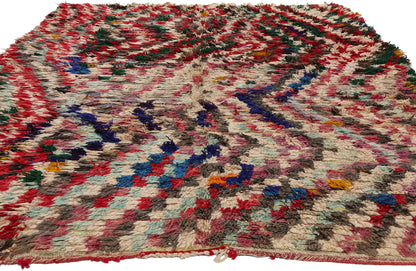 6 x 8 Vintage Checkered Boujad Moroccan Rag Rug 21793