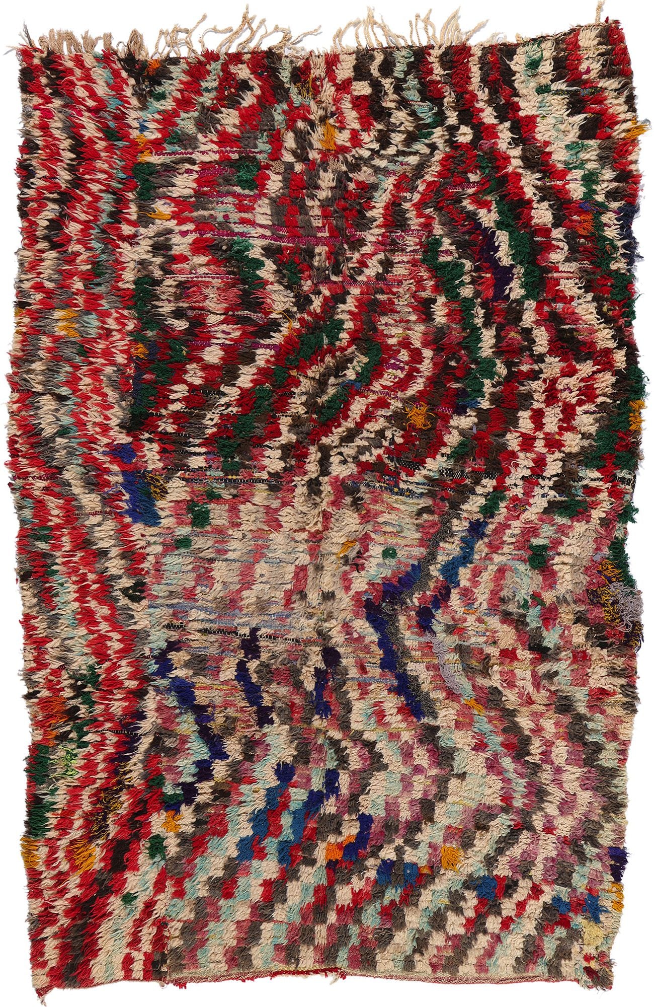 6 x 8 Vintage Checkered Boujad Moroccan Rag Rug 21793