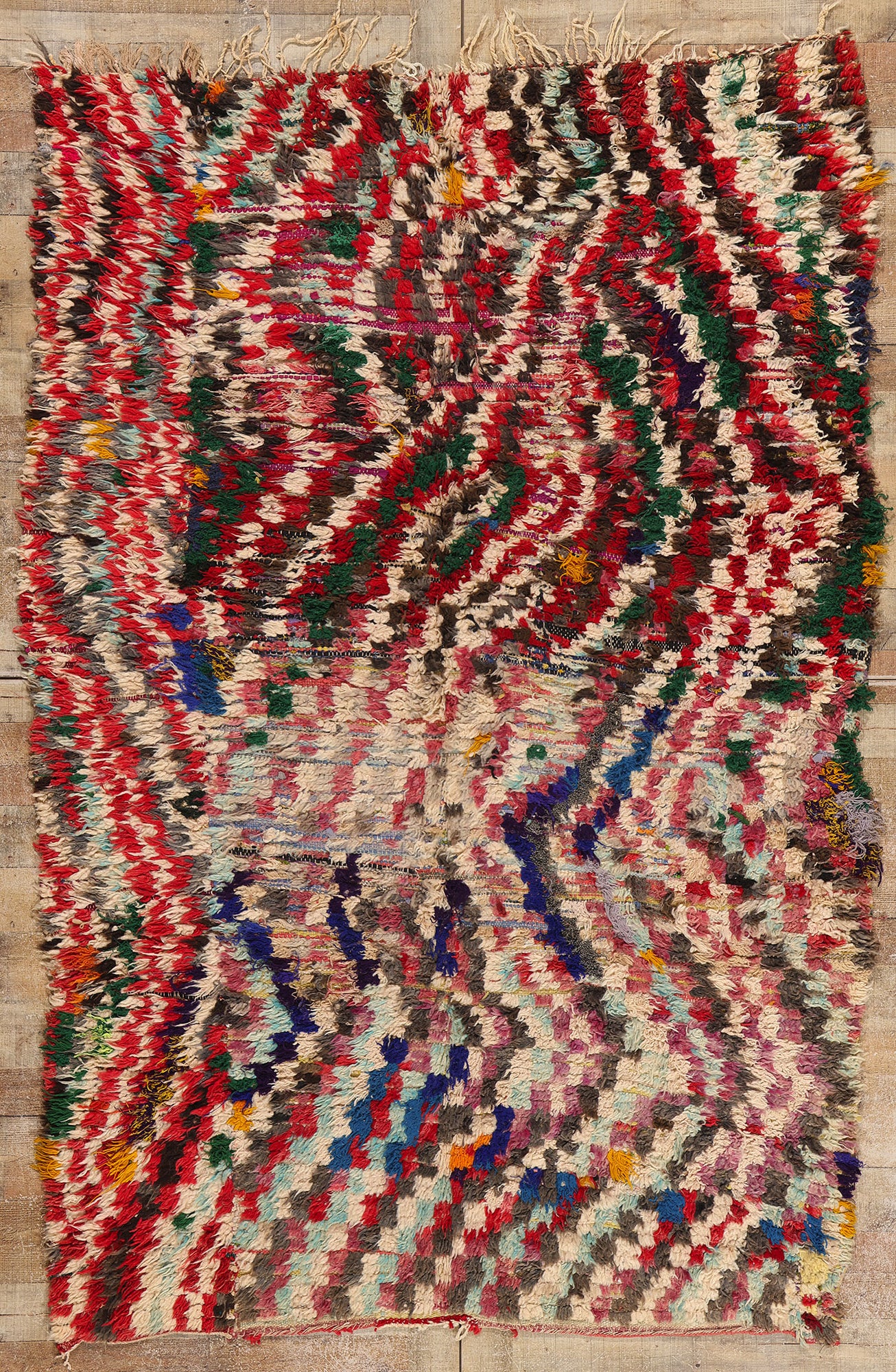 6 x 8 Vintage Checkered Boujad Moroccan Rag Rug 21793