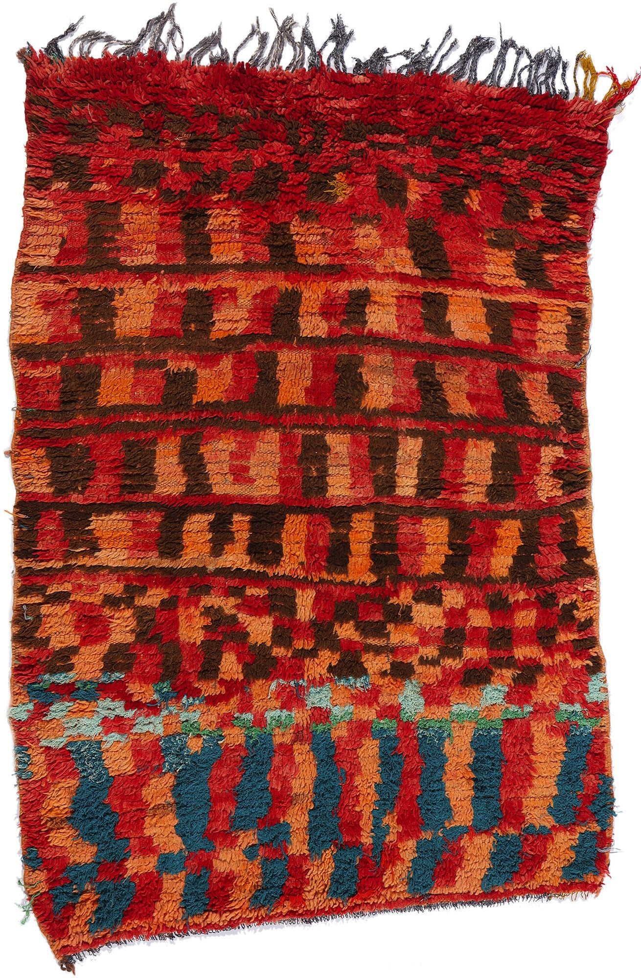 4 x 5 Vintage Red Boujad Moroccan Rug 21733