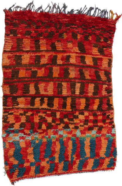 4 x 5 Vintage Red Boujad Moroccan Rug 21733