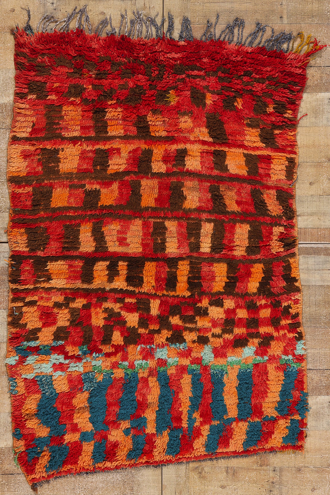 4 x 5 Vintage Red Boujad Moroccan Rug 21733