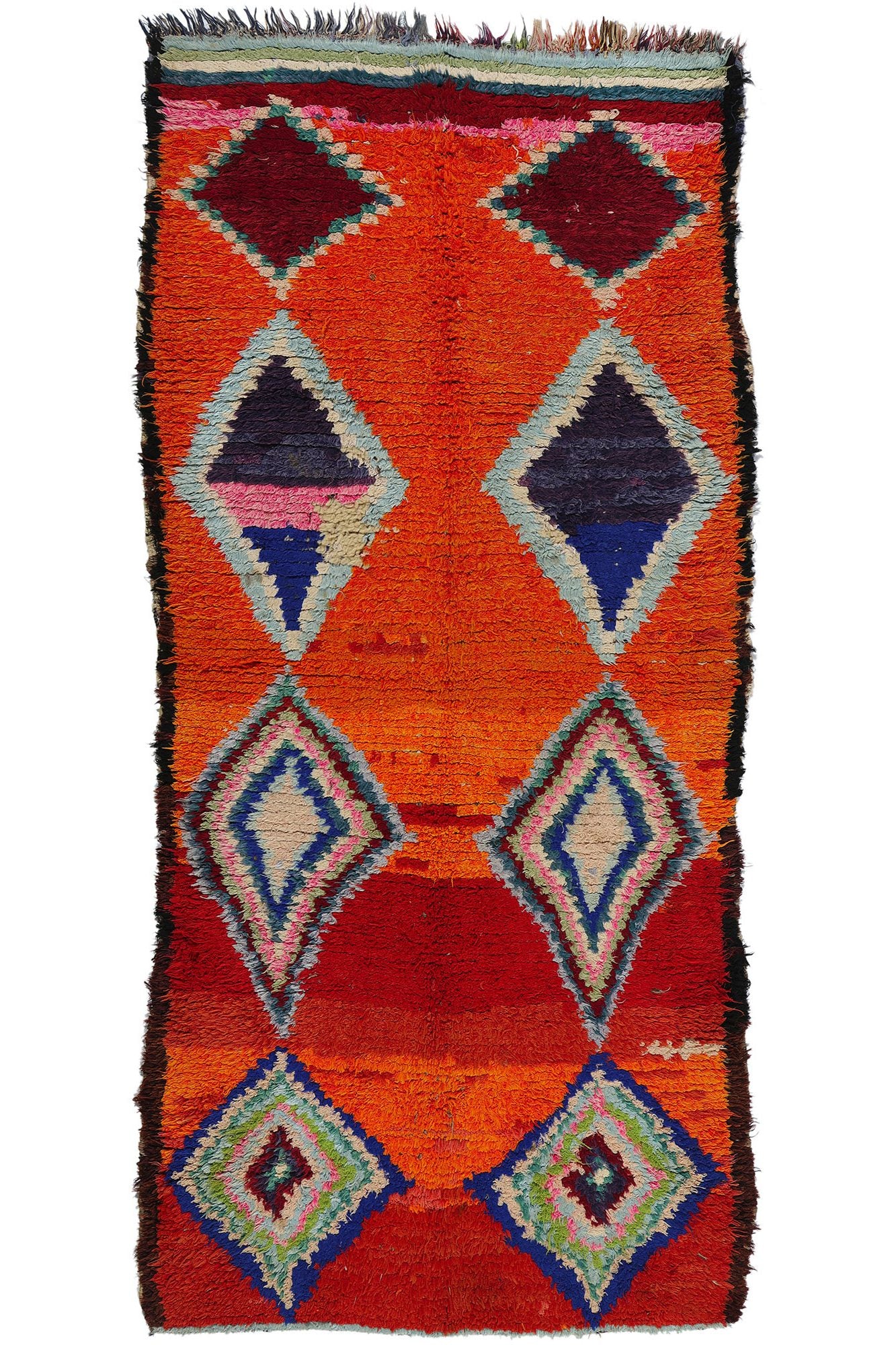 4 x 8 Vintage Orange Boujad Moroccan Rug 21830