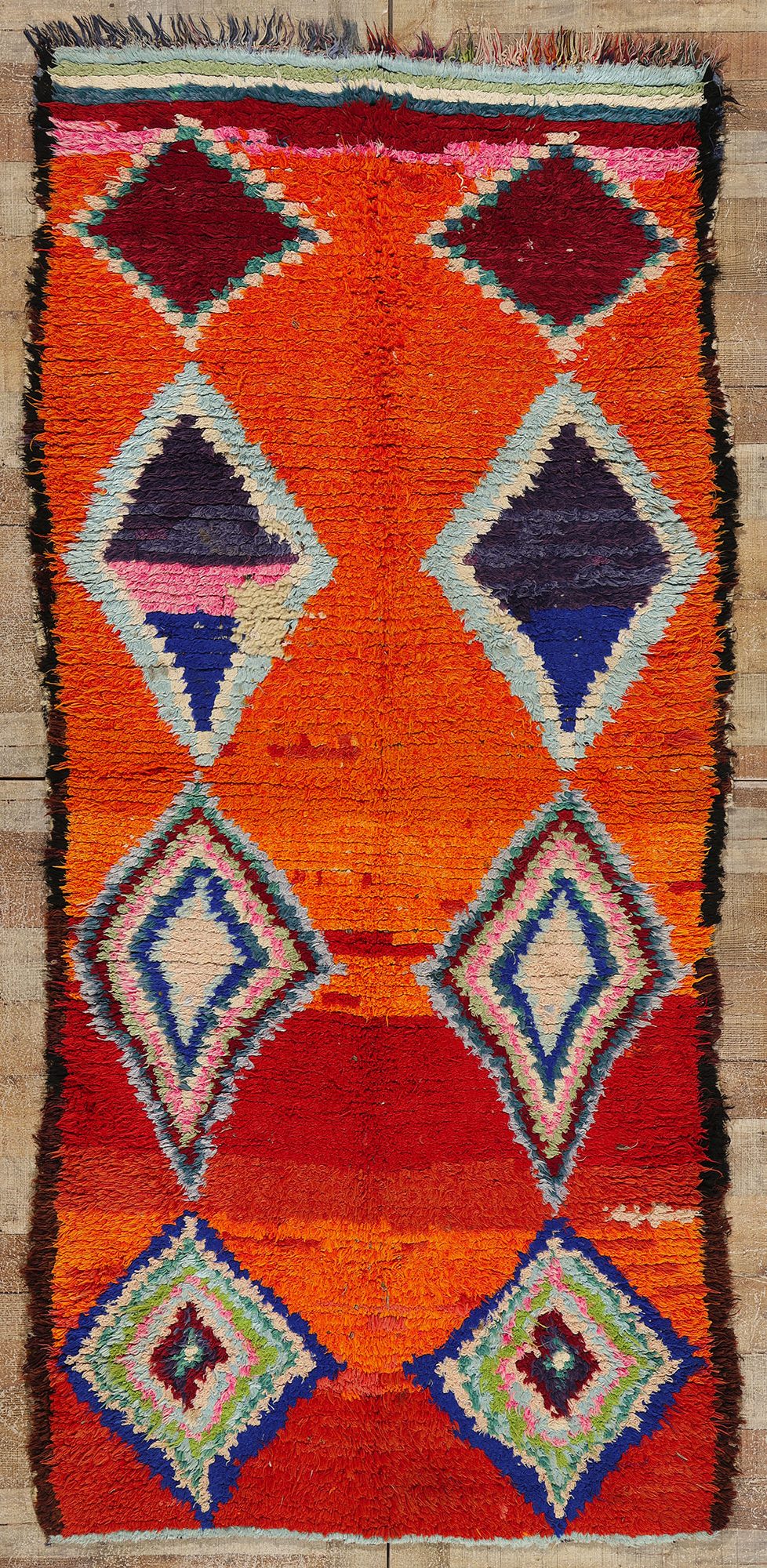 4 x 8 Vintage Orange Boujad Moroccan Rug 21830