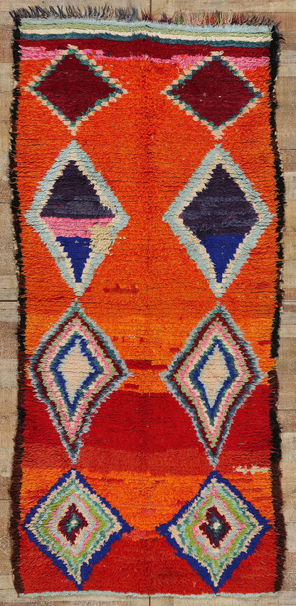 4 x 8 Vintage Orange Boujad Moroccan Rug 21830
