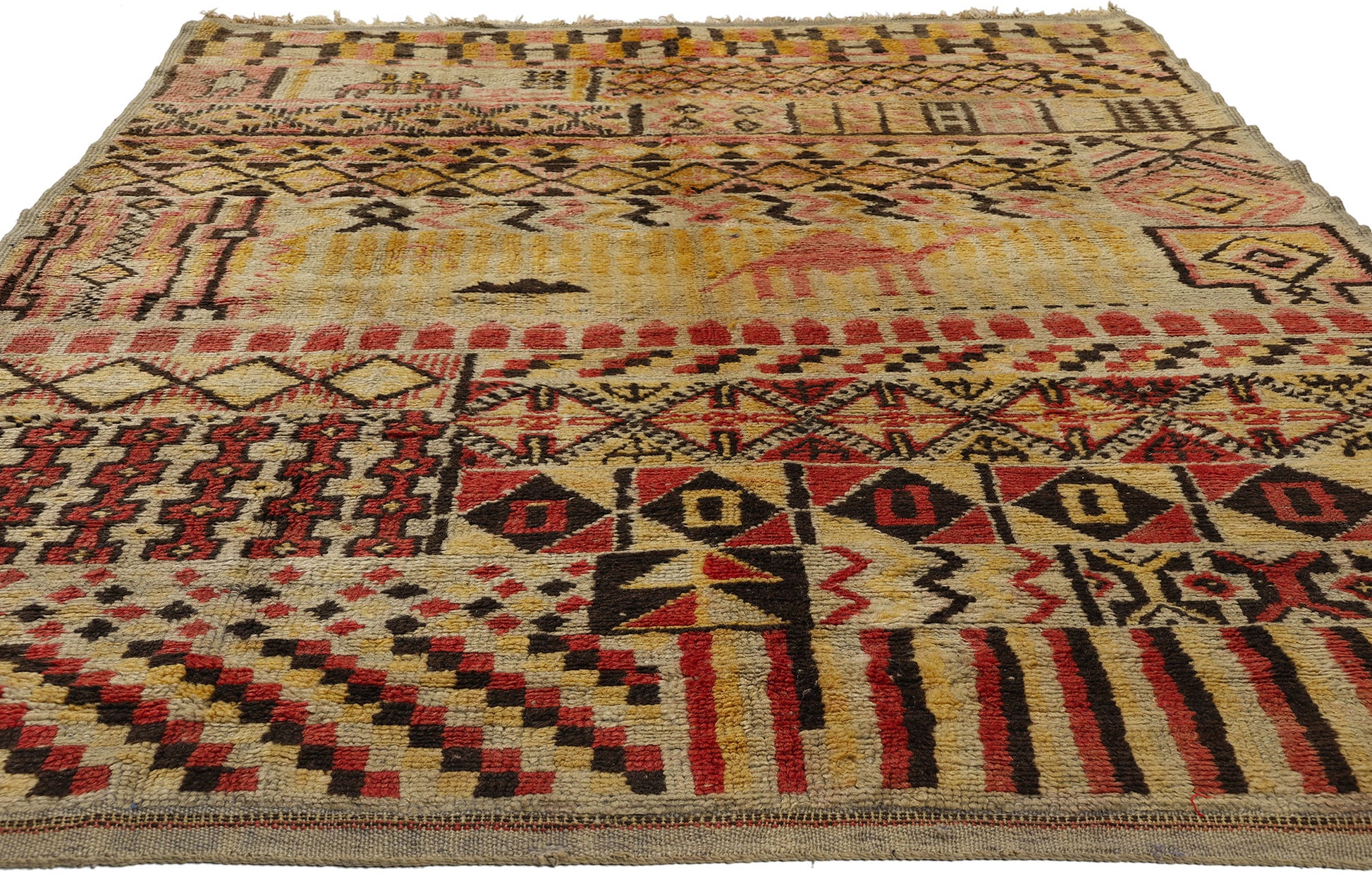 5 x 8 Vintage Boujad Pictorial Moroccan Rug 21726
