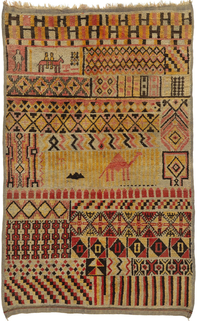 5 x 8 Vintage Boujad Pictorial Moroccan Rug 21726