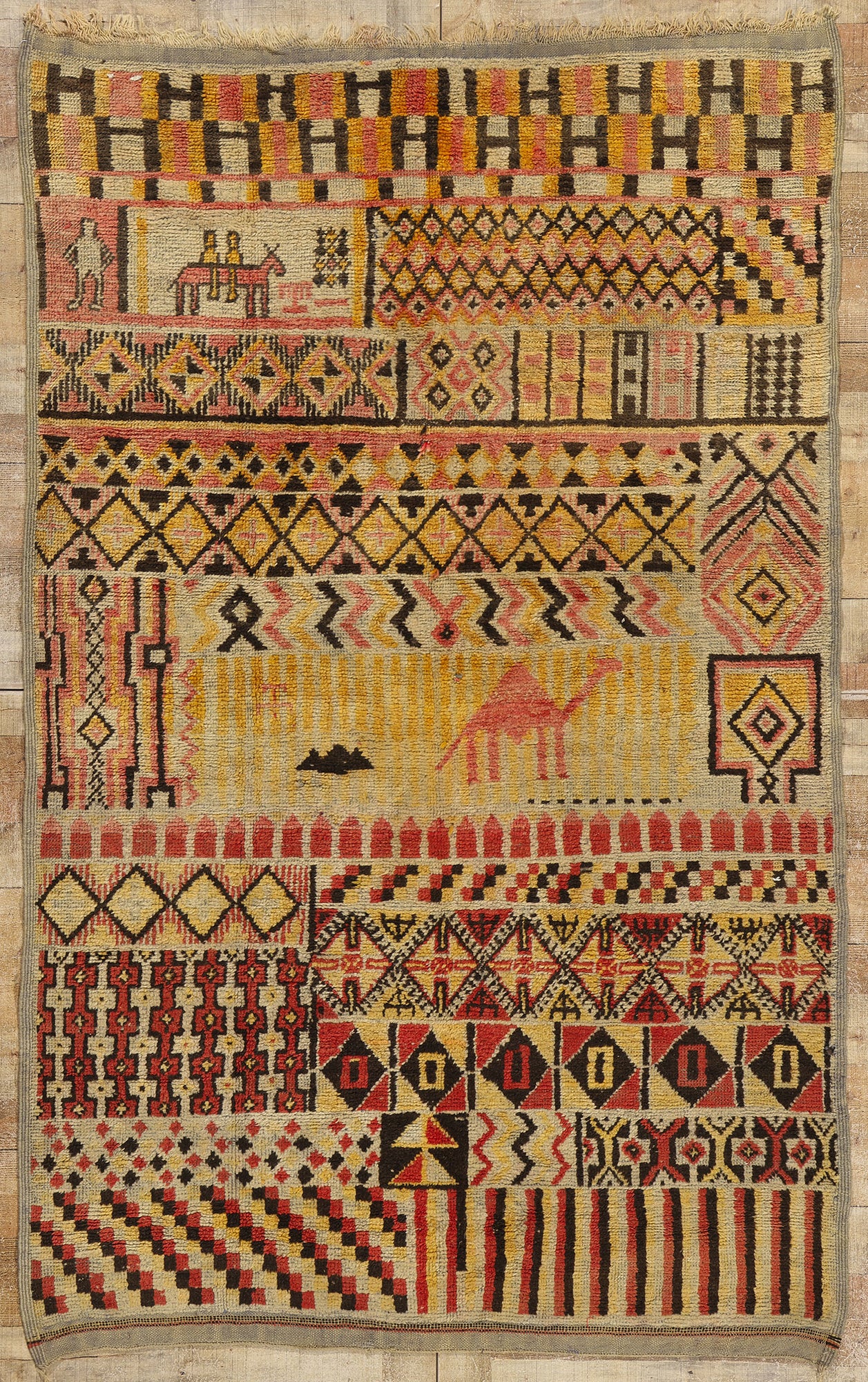 5 x 8 Vintage Boujad Pictorial Moroccan Rug 21726