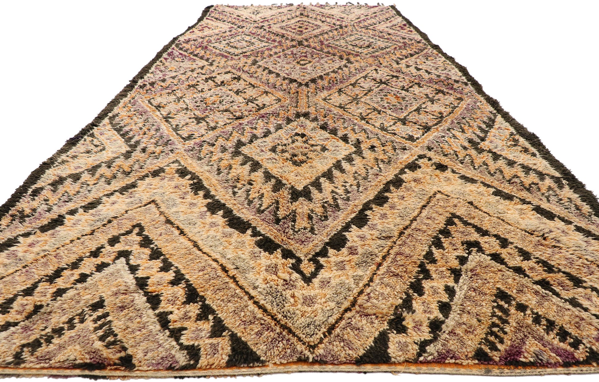 7 x 17 Vintage Brown Beni MGuild Moroccan Rug 21022