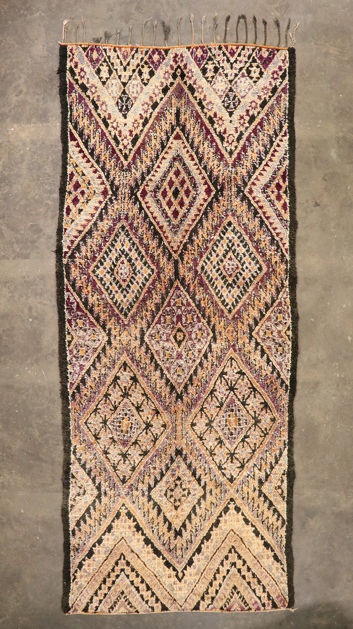 7 x 17 Vintage Brown Beni MGuild Moroccan Rug 21022