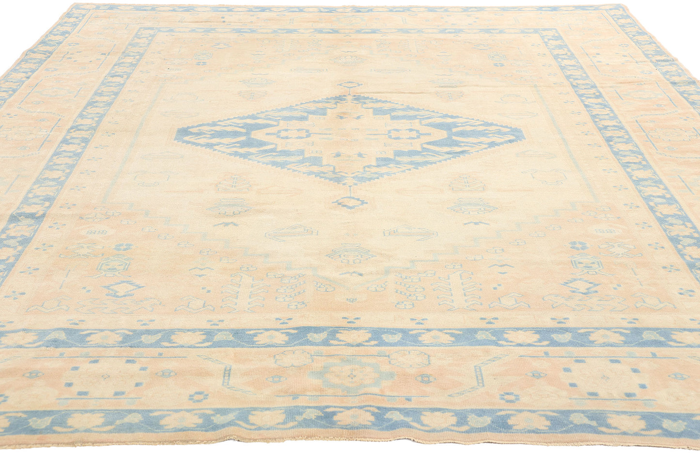 7 x 9 Vintage Peach Turkish Oushak Rug 53709