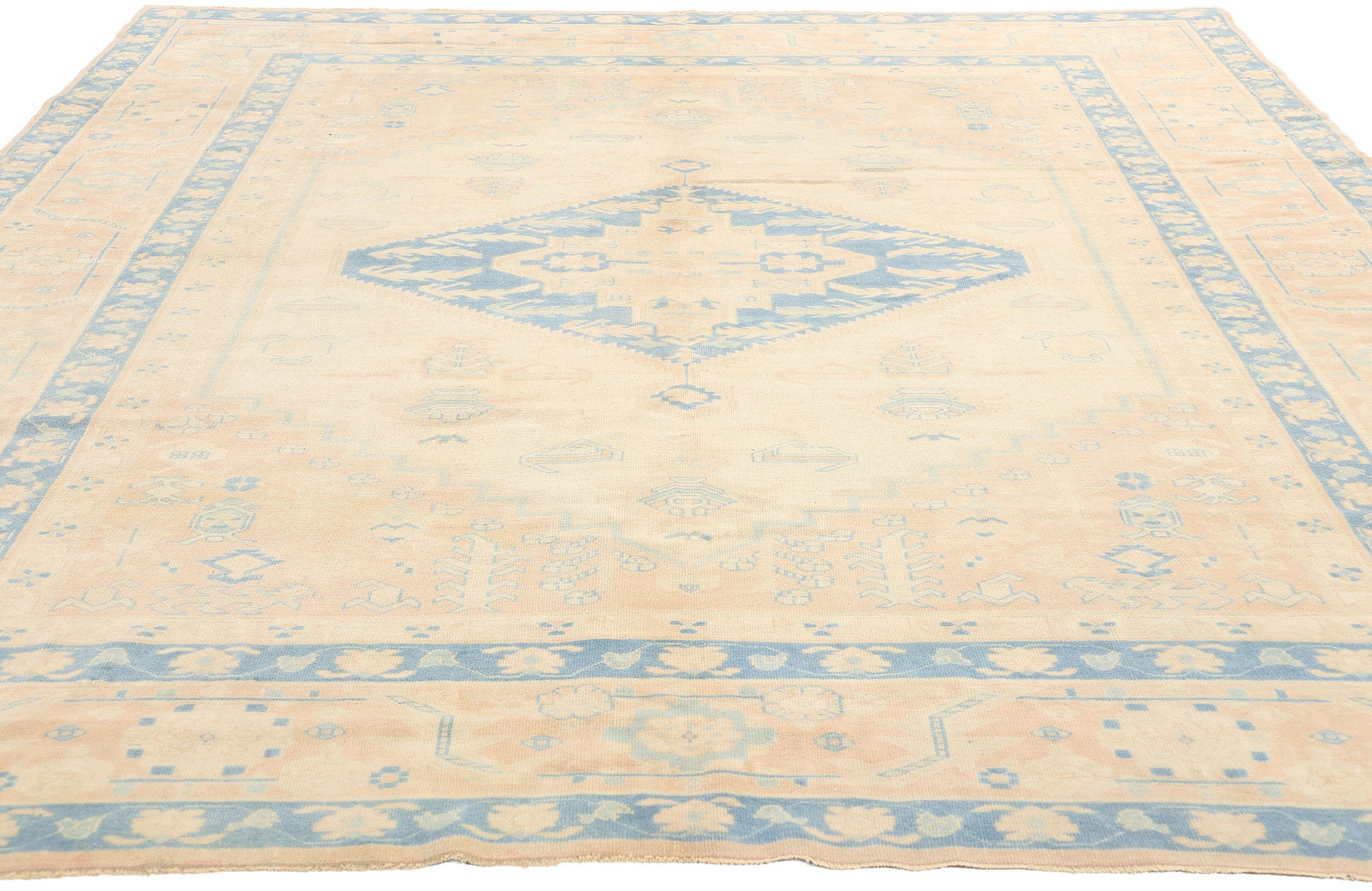 7 x 9 Vintage Peach Turkish Oushak Rug 53709