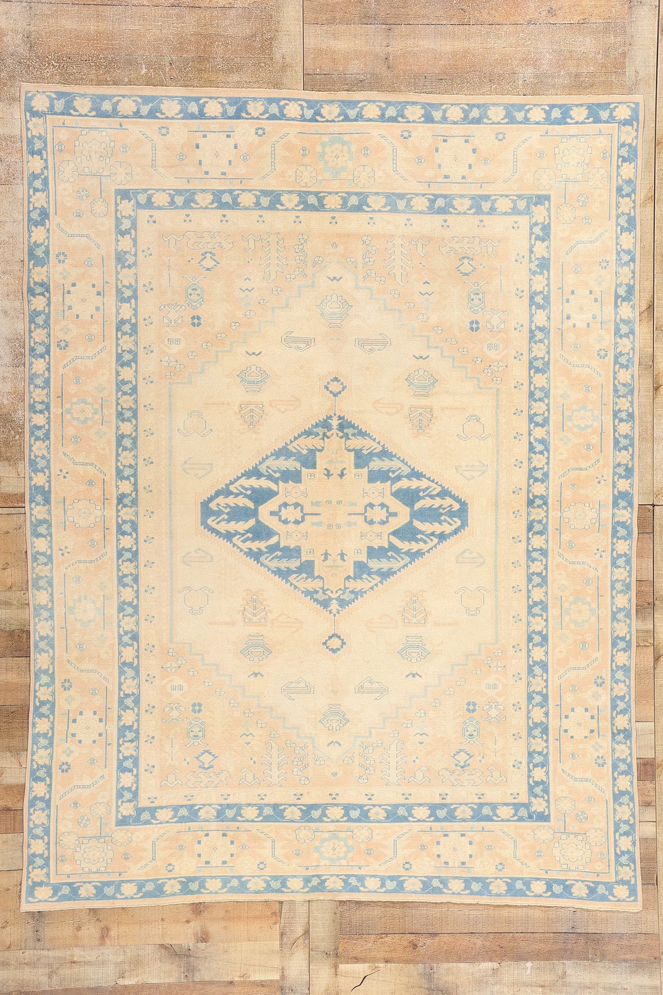 7 x 9 Vintage Peach Turkish Oushak Rug 53709