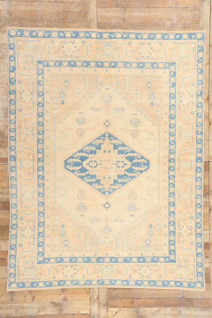 7 x 9 Vintage Peach Turkish Oushak Rug 53709