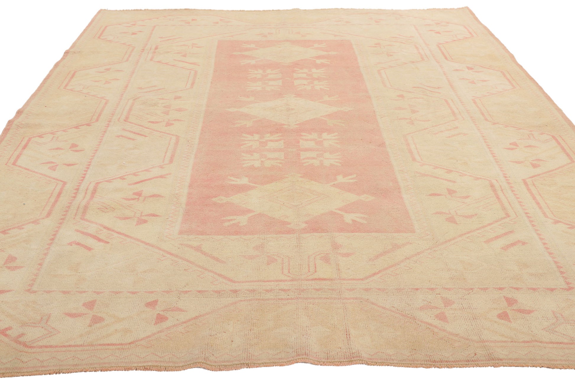 7 x 9 Vintage Pink Turkish Oushak Rug 53705