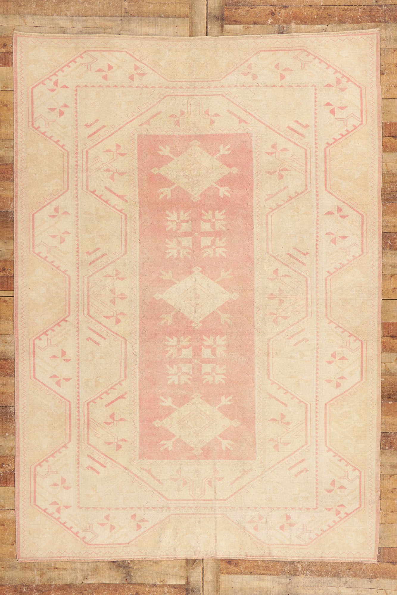7 x 9 Vintage Pink Turkish Oushak Rug 53705