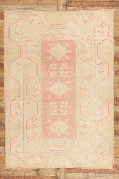 7 x 9 Vintage Pink Turkish Oushak Rug 53705