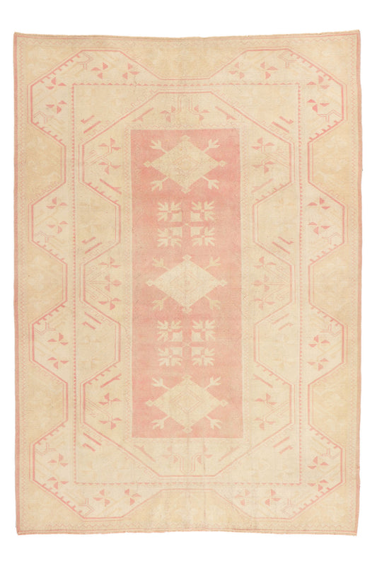7 x 9 Vintage Pink Turkish Oushak Rug 53705