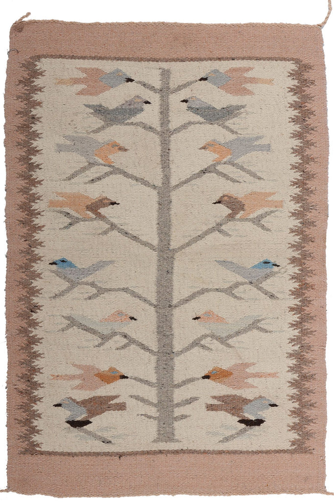 2 x 3 Vintage Navajo Pictorial Tree of Life Rug 78719