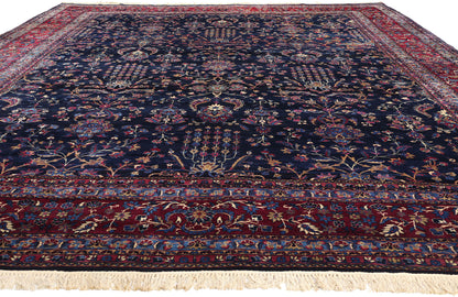 12 x 15 Vintage Navy Blue Persian Kerman Rug 78760