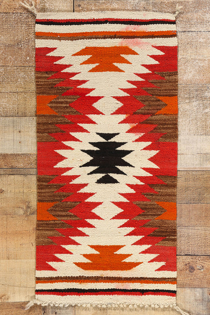 1 x 3 Vintage Ganado Navajo Rug 78802