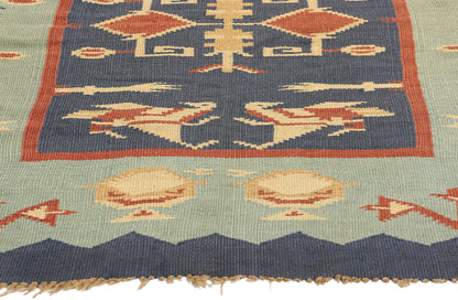 3 x 5 Vintage Oltenian Romanian Bird Kilim Rug 78789