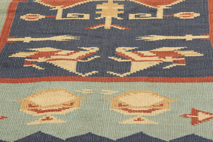 3 x 5 Vintage Oltenian Romanian Bird Kilim Rug 78789
