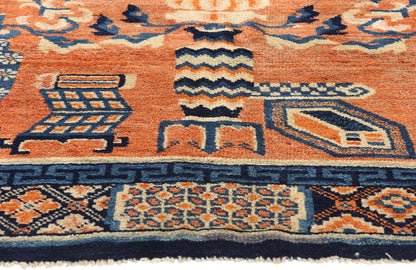 4 x 7 Vintage Orange Chinese Baotou Rug 78027