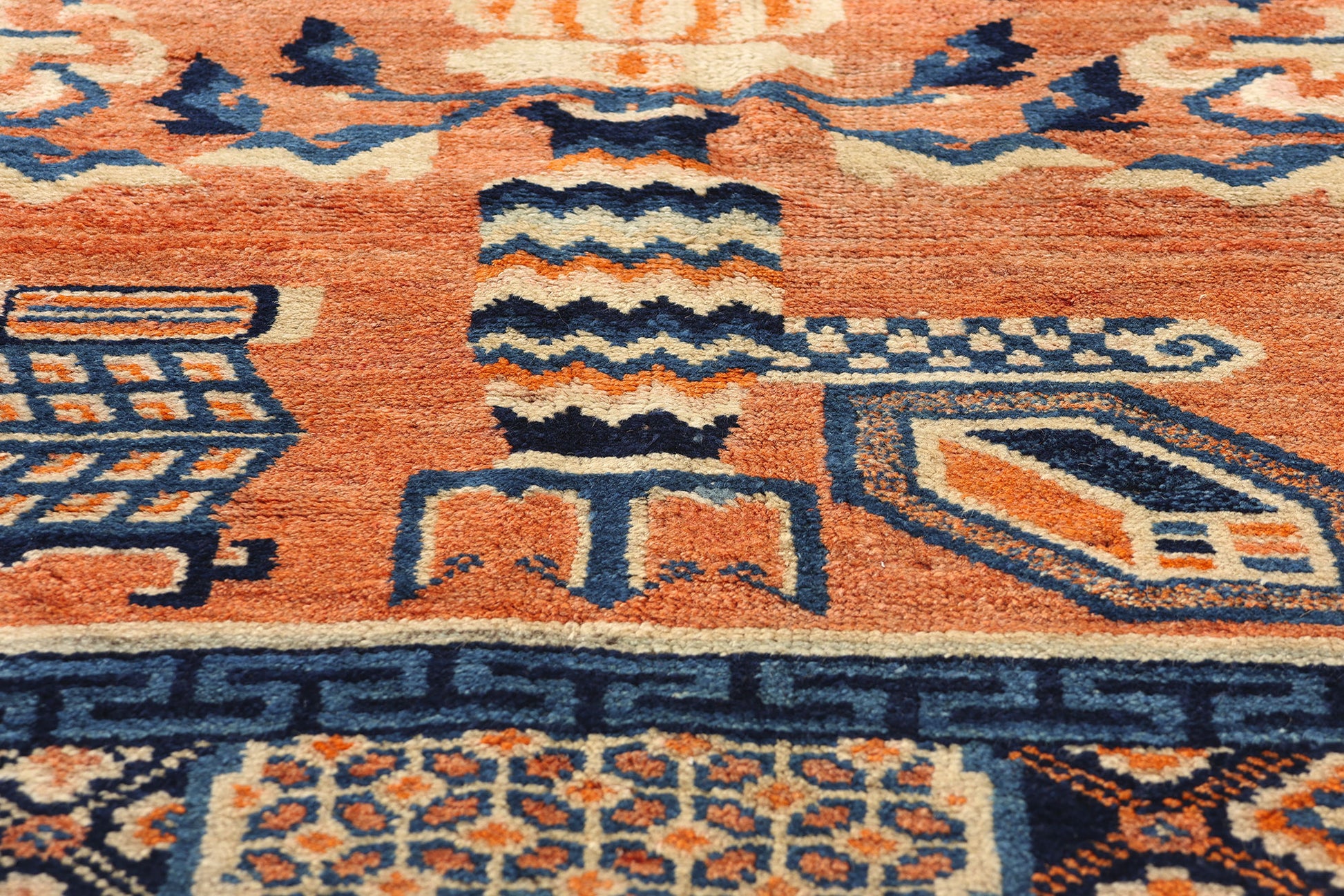 4 x 7 Vintage Orange Chinese Baotou Rug 78027