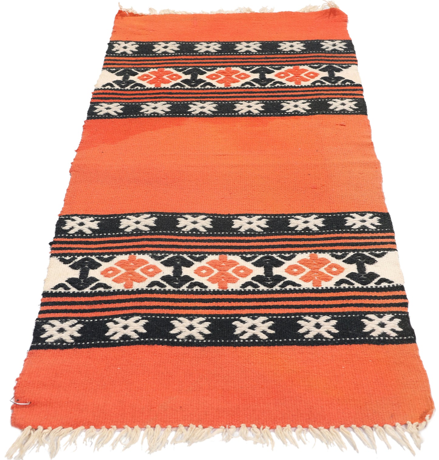 1 x 4 Vintage Orange Greek Kilim Rug 78797