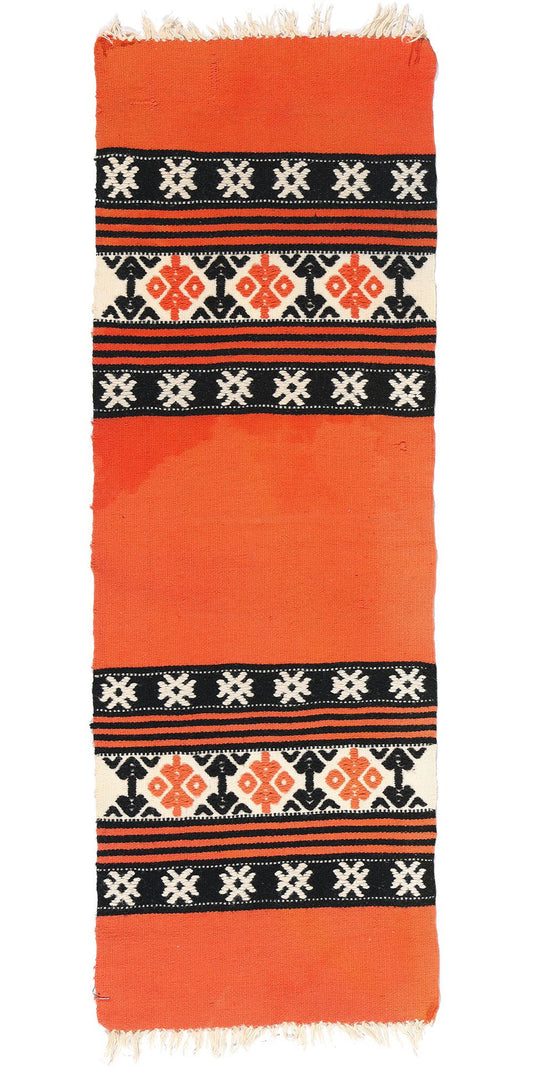 1 x 4 Vintage Orange Greek Kilim Rug 78797