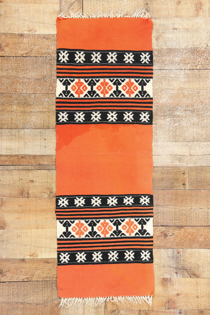 1 x 4 Vintage Orange Greek Kilim Rug 78797